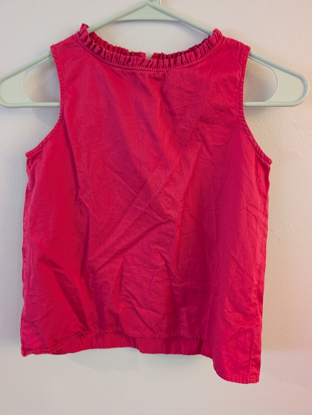 Lands' End Bright Pink Ruffle-Neck Sleeveless Blouse - Girls Size 10